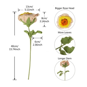 UKIQUEEN Bán Sỉ Quà Tặng Ngày Lễ Tình Nhân Sản Phẩm Hoàn Thiện Bằng Len Thủ Công Hoa Hồng Móc Đan Tay Hoa Hồng - Product Image 2