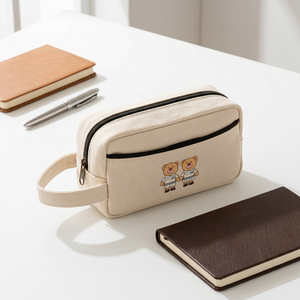 Estuche de Lona para Lápices con Doble Cremallera, Bolsa para Útiles Escolares con Logotipo Personalizado para la Escuela y Oficina - Product Image 4