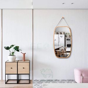 Home Bathroom <b>Mirror</b> Full Length <b>Mirror</b> Wall Mount <b>Bamboo</b> Frame Adjustable Hanging Strap - Product Image 5