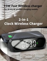 2024 Nieuwe Hot Selling 2-In-1 Draadloze 15W Snellader Met Led Nachtlampje & Wekker Voor Mobiele Telefoon