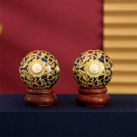 Boules de Baoding de luxe du patrimoine chinois, boules de massage des mains en filigrane incrusté d'or, élégant cadeau d'entreprise pour collection