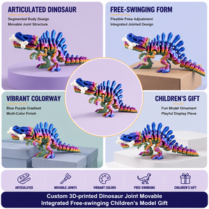 Modèle de dinosaure Spinosaurus imprimé en 3D sur mesure en PLA, figurine de dinosaure réaliste, jouet de collection, décoration de bureau - Product Image 3