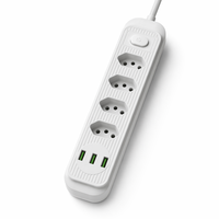 Regleta de Enchufes Brasileña de 4 Vías con Logotipo Personalizado al por Mayor, 3 Puertos USB de Carga Rápida, Carcasa Resistente al Fuego, Enchufe de Extensión Duradero