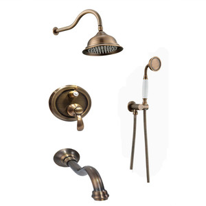 Rubinetto Doccia Stile Antico con Acqua Calda e Fredda, Set Doccia a Incasso a Parete Interamente in Rame con Doccia Preinstallata Nascosta - Product Image 4
