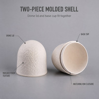 Boîte d'emballage écologique en pulpe moulée de bagasse de canne à sucre, personnalisée, avec couvercle en dôme et base en deux parties pour emballage de tasses