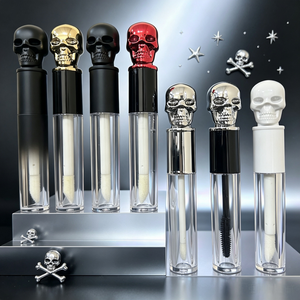ISMAN 5ml Halloween Crâne Grande Baguette Brillant À Lèvres Tube <span class=keywords><strong>Squelette</strong></span> Top Mascara Bouteille Or Argent Noir Rouge Blanc Emballage Logo Personnalisé - Product Image 1