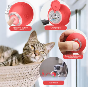 ของเล่นแมวแบบลูกบอลกลิ้งไฟฟ้า ซิลิโคน หมุนได้ ทันสมัย เป็นมิตรกับสิ่งแวดล้อม สำหรับใช้ในบ้าน - Product Image 6