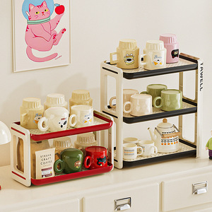 Étagère de rangement TAVELL à 3 niveaux avec plateaux rouges pour l'organisation de la cuisine et le stockage des aliments - Product Image 5