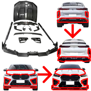 Installation sans dommages pour le modèle BMW X6M Facelift : Spoilers avant et arrière, capot et aileron arrière en fibre de carbone LD, un kit très vendu. - Product Image 1