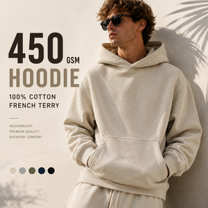 เสื้อฮู้ดดี้ 450 GSM ผ้าฝ้าย 100% เฟรนช์เทอร์รี่ หนานุ่ม ทรงโอเวอร์ไซส์ ผลิตตามสั่ง - Product Image 3
