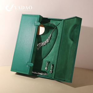Роскошный набор ювелирных изделий Yadao с двумя отдельными дверями, зеленая кожа, деревянная бижутерия, логотип для браслета, колье, ювелирная коробка - Product Image 4