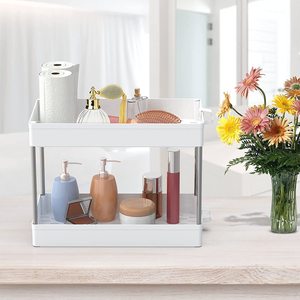 2 Tiers plastic Bathroom Kitchen Collection Basket cabinet Under Sink Shelf Organizer Rack Storage bathroom under sink organizer