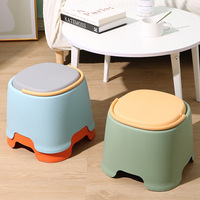 Tabouret en plastique épaissi avec poignée, design antidérapant pour salon, salle de bain, salle à manger - Modèle 5551, petit pouf pour adulte