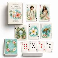 Jeu de cartes personnalisé pour mariage hawaïen, portrait de couple en aquarelle, ensemble cadeau floral, service tout-en-un