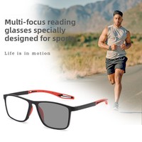 Lunettes de lecture photochromiques intelligentes à zoom éco-responsable avec verres gris, montures sport pour hommes, double usage vision de loin