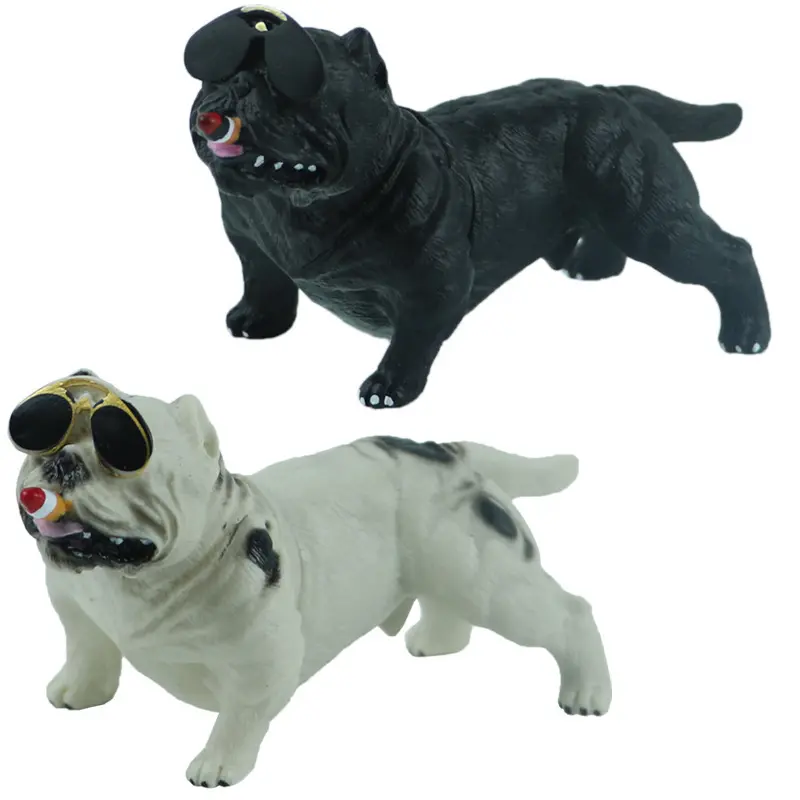 Mainan Simulasi Hewan, Dekorasi Dasbor Mobil Anjing Bully, Mainan Simulasi Realistis 2 Warna 7Cm untuk Hadiah