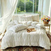 Prix de gros : Parure de lit 3 pièces couleur unie, collection Premium, avec housse de couette double froncée effet bulle