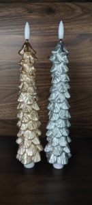 Bougie <span class=keywords><strong>LED</strong></span> en forme d'arbre, à piles, avec flamme vacillante, en spirale, sans flamme, pour la décoration de table de Noël ou de mariage - Product Image 3