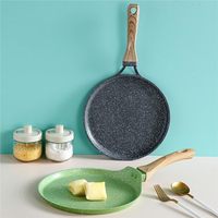 Wajan Alas Datar Hijau Anti Lengket Wajan Pancake Baru Wajan Crepe dengan Gagang Aman Tahan Panas Cocok untuk Sarapan Aman untuk Oven Tersedia OEM