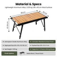 Mesa Plegable de Aluminio IGT Lista para Enviar, Antideslizante, Altura Ajustable, Portátil, para Exteriores, Camping, Festivales, Barbacoa