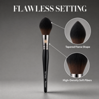 Série Picasso # Pinceau surligneur en forme de flamme 133 pour une application de maquillage précise, fibres synthétiques, manche en bois, tube en cuivre