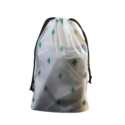 ECO Friendly Clear transparent plastic frosted gift bag promotional drawstring pouch