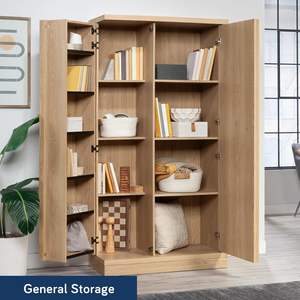 Gabinete de almacenamiento ajustable de <span class=keywords><strong>madera</strong></span> maciza grande moderno con acabado de ceniza Harmony, mecanismo de puerta con bisagra, armarios para el hogar, dormitorio, sala de estar - Product Image 3