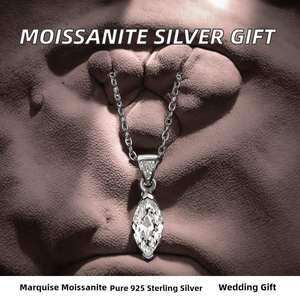 Collier pendentif en argent sterling S925 plaqué platine avec moissanite taille marquise sertie griffe, vente en gros d'usine, pour mariage féminin - Product Image 2