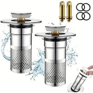 Bonde de lavabo escamotable avec filtre anti-cheveux - Product Image 6