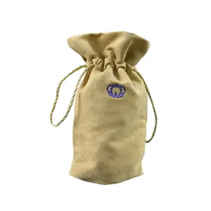 Fabrikant Aangepaste Suede Koord Pouch Hoge Kwaliteit Sieraden Suede Pouch Golden Trekkoord Geschenk Zakje Met Logo