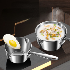 304 Stainless Steel Mini Milk Pot Thickened Round Fry Pan For Kitchen Cooking Baby Food Durable Hand Wash Only - Product Image 1