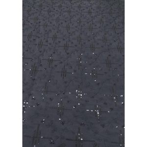 Triloki Black Sequin <b>Fabric</b> 44 Inch Metallic Abstract Pattern For Sari Apparel Poly Raw Silk <b>Medium</b> Weight - Product Image 5