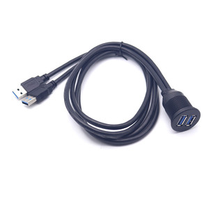Doppio cavo di prolunga da maschio a femmina USB 3.0 con pannello di montaggio a filo per cavi per motociclette per barche per camion per auto - Product Image 2