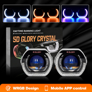 <span class=keywords><strong>5D</strong></span> Angel Eyes Devil Eye Acrílico LED Luces de circulación diurna Lente colorida 12V 1000 lúmenes para automóviles con luces de marquesina de dirección - Product Image 2