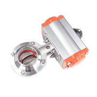304 316 Vanne papillon hygiénique en acier inoxydable de type soudure avec tête d'actionneur pneumatique