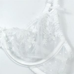 Wholesale Women's White Floral Lace Bra and Thong <b>Set</b> Ultra-thin See Through <b>Sexy</b> Bra <b>Set</b> French Style Lingerie <b>Set</b> for Women - Product Image 5
