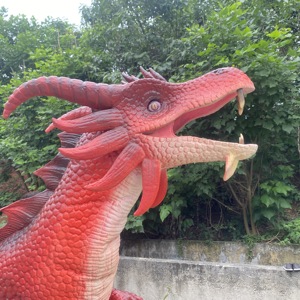 Dinosaure animatronique réaliste, <span class=keywords><strong>dragon</strong></span> marionnette accrocheur d'attention en rouge - Product Image 6