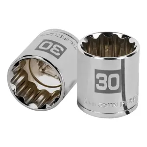 BOX 6 <b>30mm</b> <b>Socket</b>, 12 Points, 1/2" Drive, TRUPER - Product Image 1
