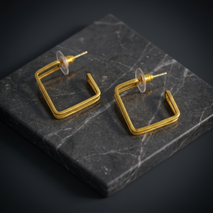 Pendientes de Aro y Perno Geométricos de Latón Hechos a Mano, Chapados en Oro, con Circonita y Perla para Mujer, Ideales para Fiestas y Eventos - Product Image 4
