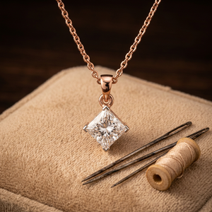Collar con colgante de diamante moderno con corte princesa, delicado dije solitario para uso diario, diamante de laboratorio de corte princesa de primera calidad. - Product Image 2
