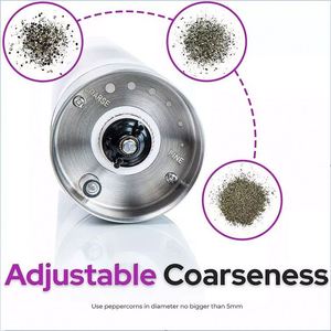 Juego de Molinillos de Pimienta Eléctricos de Cerámica con Cuerpo de Acero Inoxidable, Funciona con Batería, para Uso en la Cocina del Hogar, Molinillo de Pimienta y Sal Marina - Product Image 2