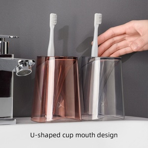 Nouvelle tasse à brosse à dents créative en plastique PS transparent, à large ouverture, pour salle de bain - Product Image 5