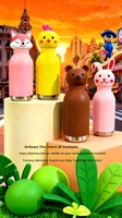 Bouteille d'eau isotherme en acier inoxydable avec tête d'animal mignonne pour enfants, sans BPA, anti-fuite, thermos de dessin animé pour enfants