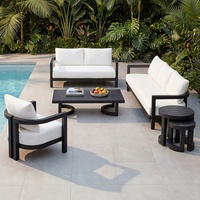 Ensemble de meubles de jardin pour hôtel, 8 places, séchage rapide, imperméable, canapés contemporains minimalistes, aluminium noir, meubles d'extérieur modernes