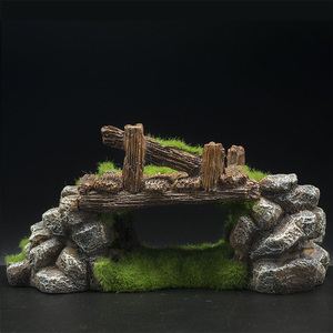 Décoration d'aquarium en fausse mousse, pont et grotte, cachette pour reptiles, ornement paysager pour aquarium et terrarium - Product Image 5