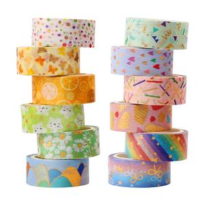 Bán buôn tùy chỉnh in màu trang trí dính giấy văn phòng phẩm Kawaii Dễ thương Băng Sticker CuộN <span class=keywords><strong>Washi</strong></span> Băng - Product Image 1