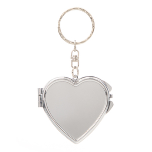 Mini Heart Bling Purple Rhinestone <b>Compact</b> <b>Mirror</b> Keychain Silver Electroplated Metal Frame Dual Sided HD Glass Pocket <b>Mirror</b> - Product Image 2