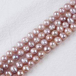 Perles d'eau douce naturelles de 8-9 mm, poudre blanche, punch violet, perles dispersées, fil de perles, accessoires de bijoux DIY, matériaux de Zhuji - Product Image 4