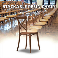 Chaise de salle à manger en bois à dossier croisé avec cadre incurvé, assise en bois massif, mobilier classique pour restaurant, café, maison