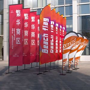 Beach Teardrop Feather <b>Flags</b> with Fiberglass Stand Pole Double Side Polyester <b>Flags</b> Banners Desk Street Real Estate Open House - Product Image 4